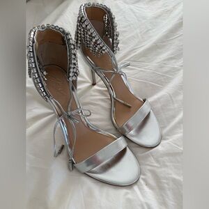 Badgley Mischka Silver Embellished Heels